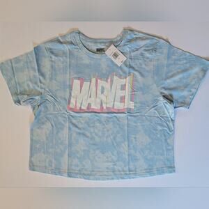 Marvel Vaporwave Logo T-shirt Pastel Tie Dye Cropped Fit Shirt Women's Size 2X